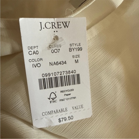 J Crew Long-sleeve top with smocked cuffs in Ivory Size M $79.50 - Picture 6 of 7
